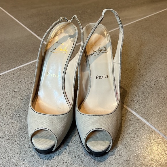 Preowned Christian Louboutin Canvas peep toe sandal 39.5EU - Picture 3 of 7